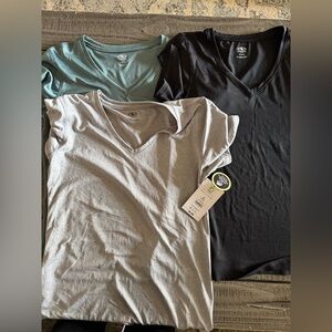 Women's V-Neck Tops - Black, Gray, Green